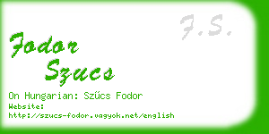 fodor szucs business card