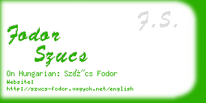 fodor szucs business card